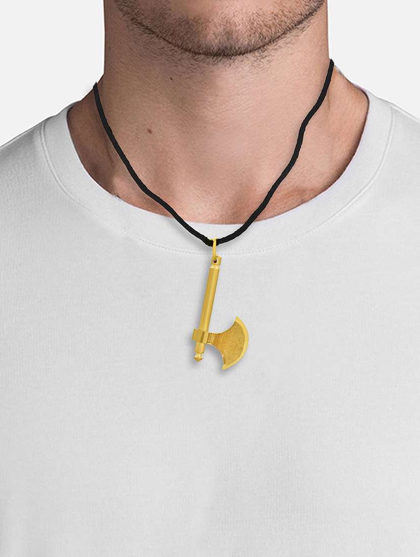 men brass parshuram axe pendant with black thread - 21664875 -  Standard Image - 3