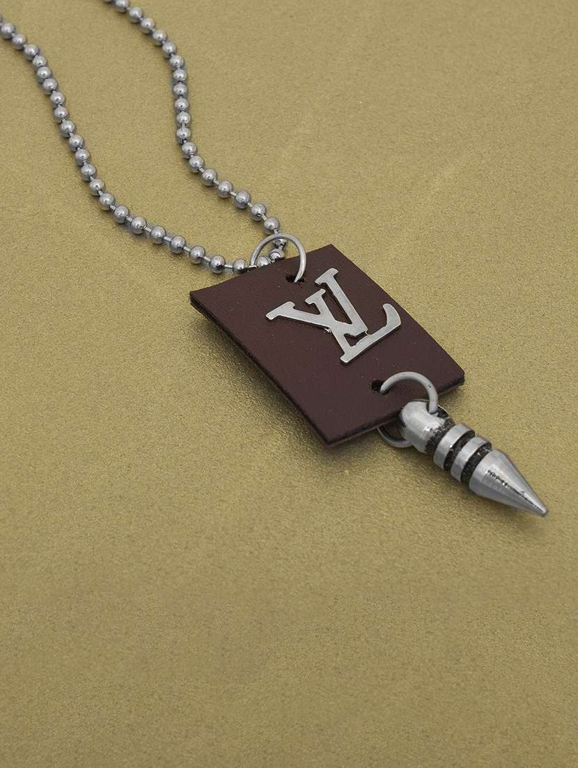men faux leather fashion pendant with chain