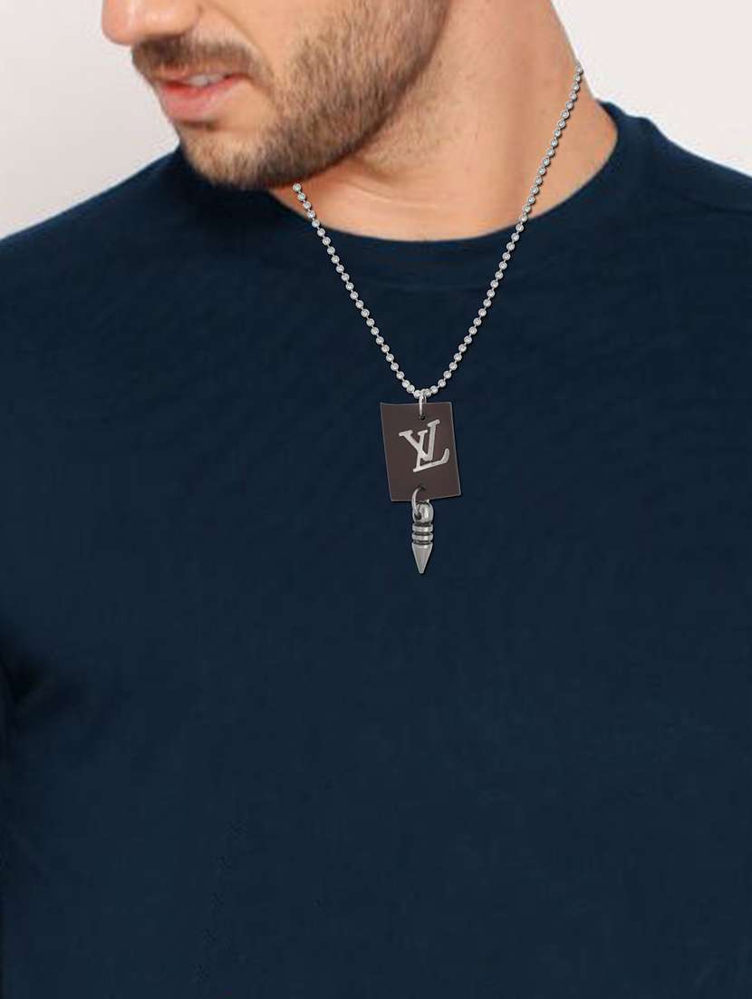 men faux leather fashion pendant with chain - 21664900 -  Standard Image - 3