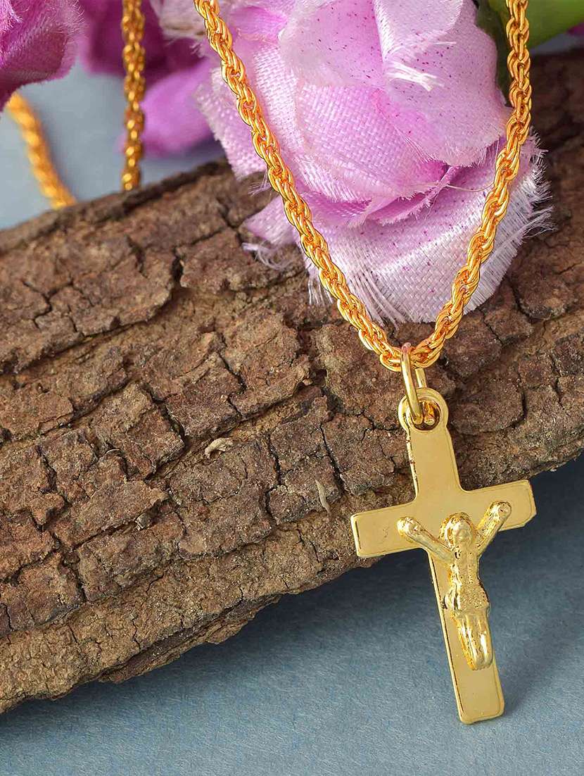 men saint praying jesus cross pendant with chain