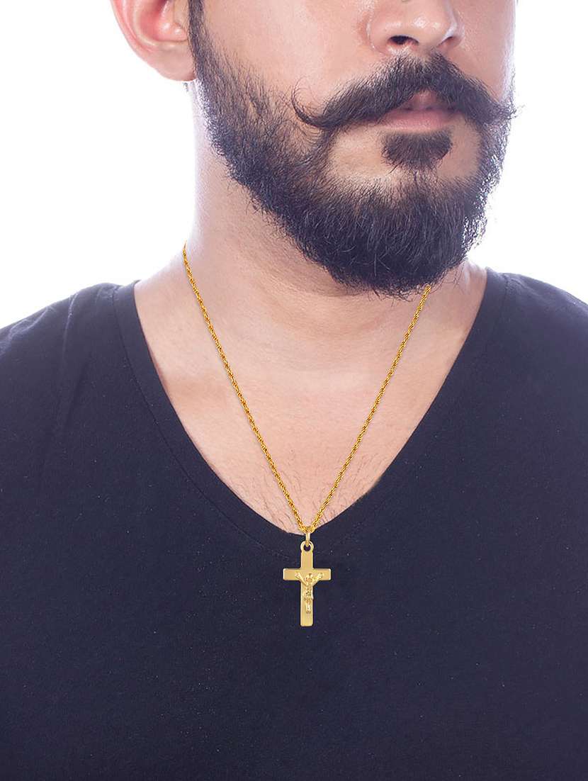 men saint praying jesus cross pendant with chain - 21664938 -  Standard Image - 3