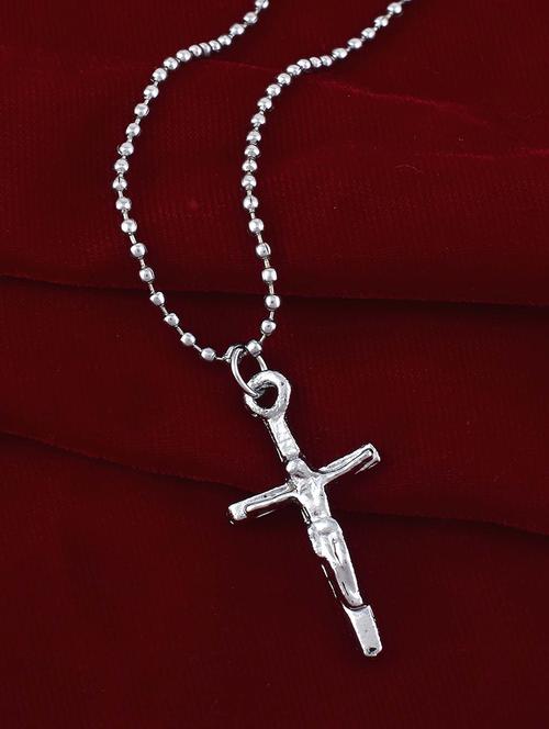 men saint praying jesus cross pendant with chain - 21664943 -  Standard Image - 0