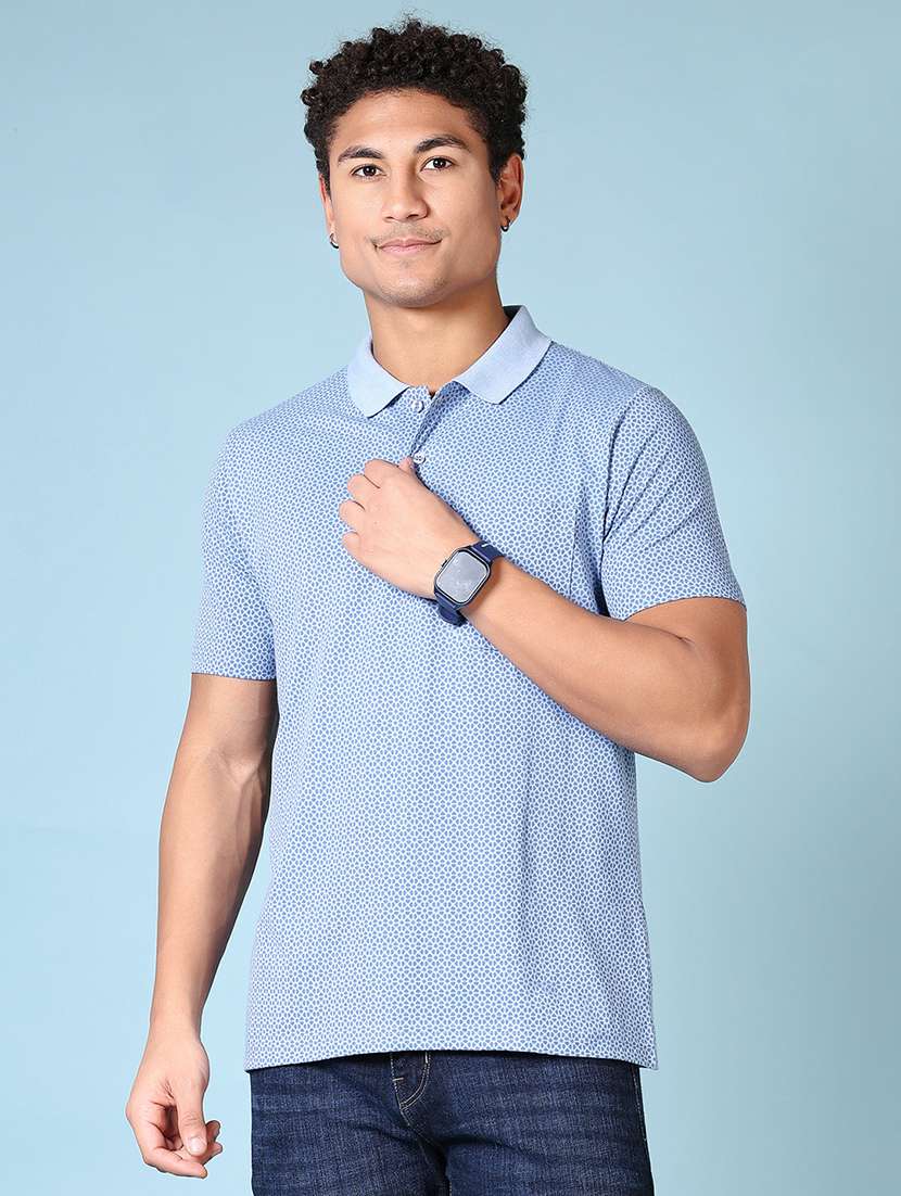 men printed short sleeve polo t-shirt
