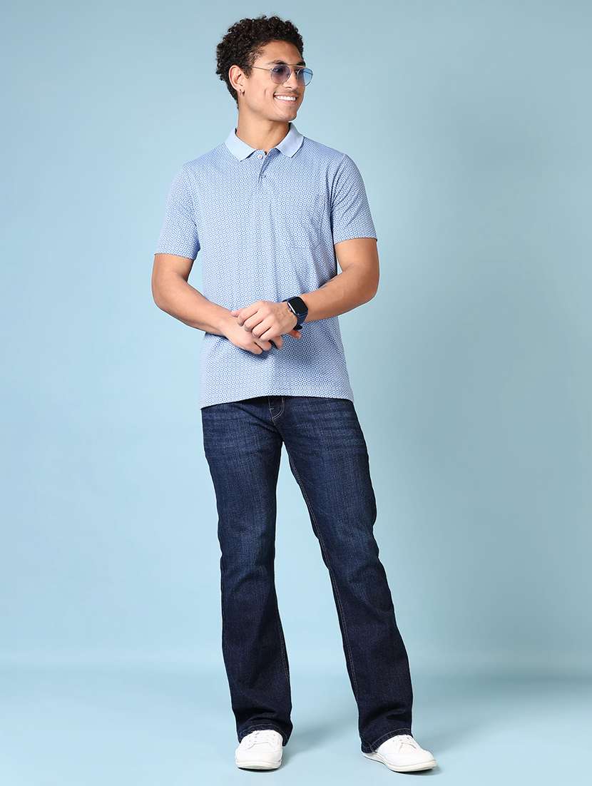 men printed short sleeve polo t-shirt - 21665107 -  Standard Image - 3