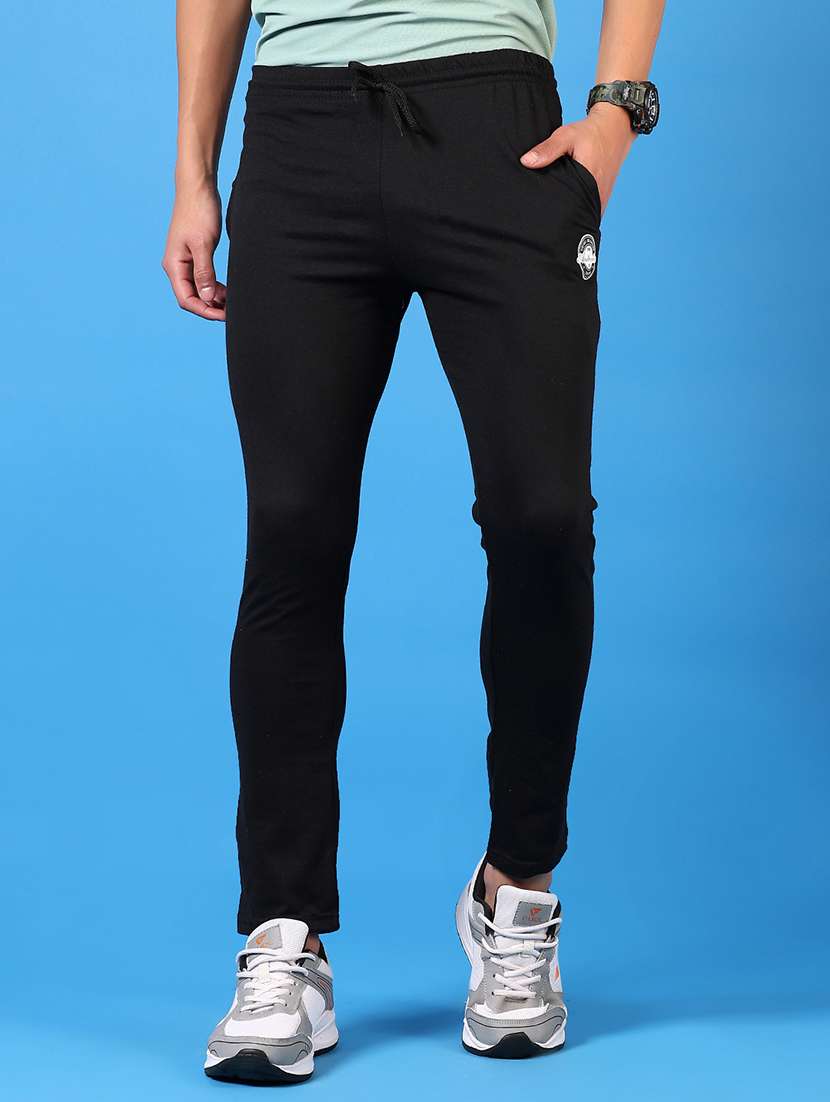 men black solid mid rise full length track pant - 21665114 - Zoom Image - 0