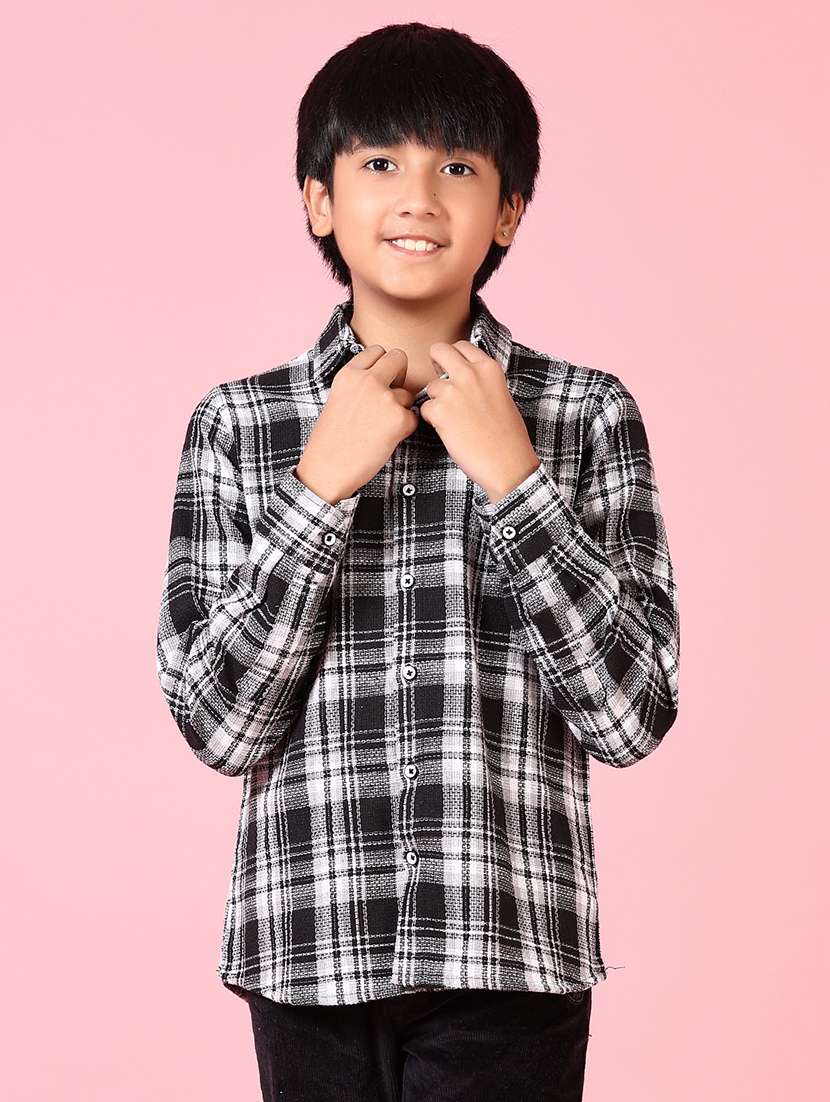 boys long sleeves checkered shirt - 21665134 -  Zoom Image - 0