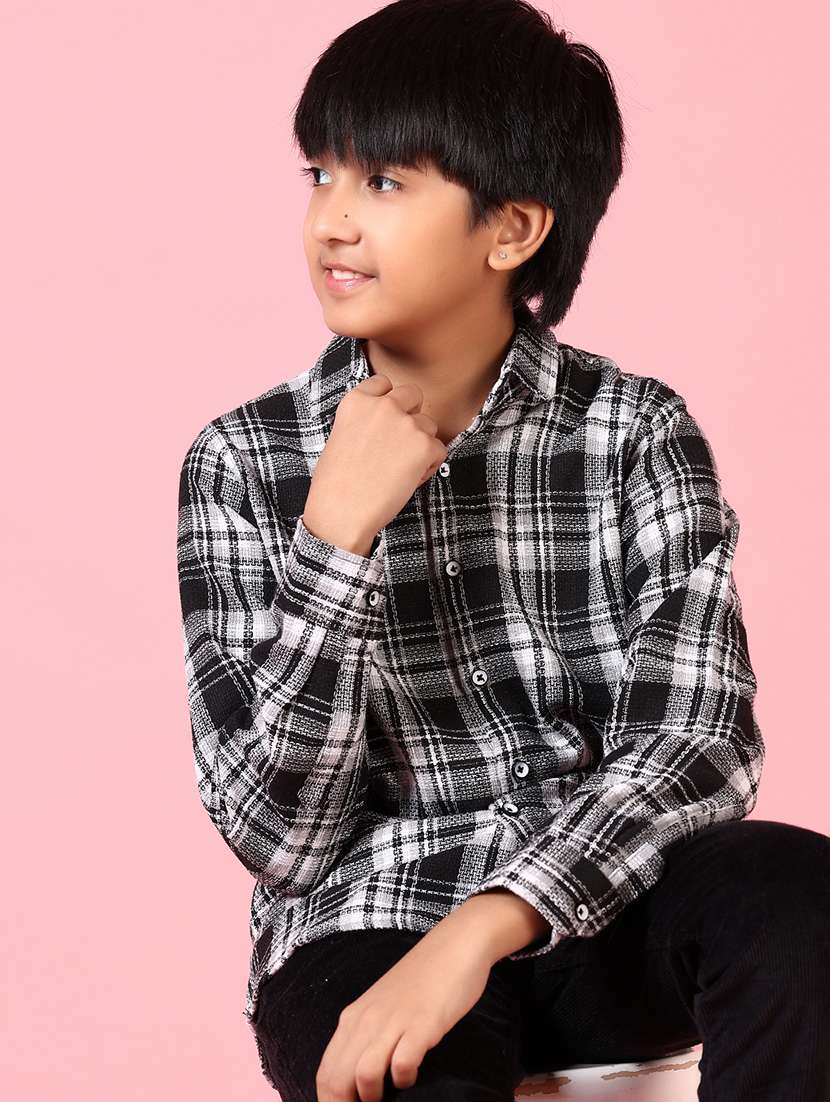 boys long sleeves checkered shirt - 21665134 - Standard Image - 3