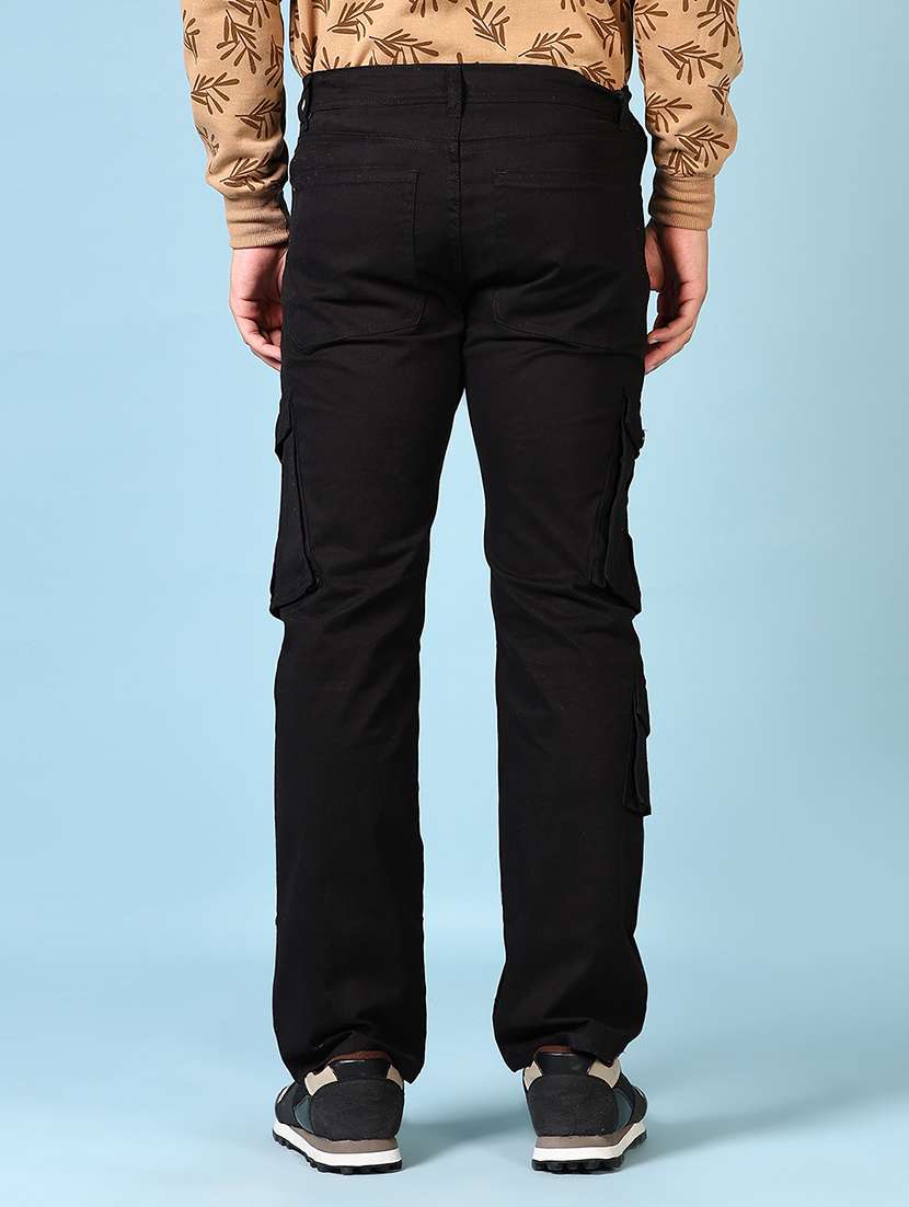 men solid mid rise regular fit cargo - 21665138 -  Standard Image - 3