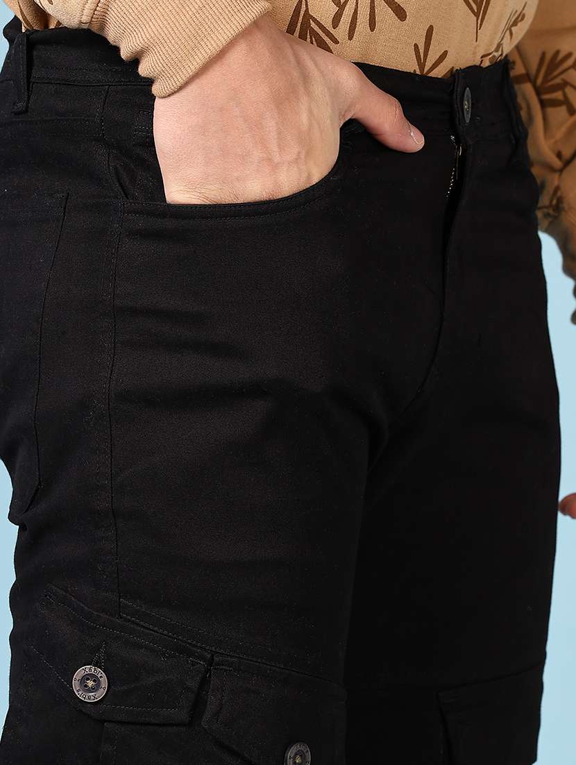 men solid mid rise regular fit cargo - 21665138 -  Standard Image - 5