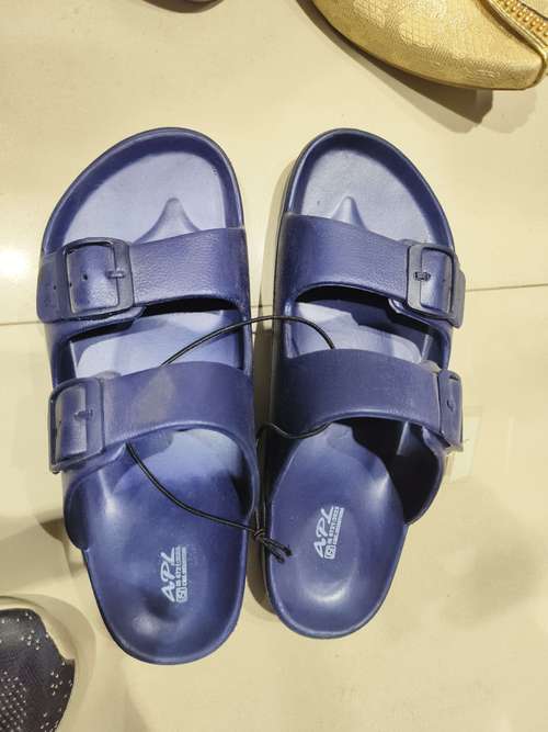 navy blue pu (polyurethane) slippers - 21665143 - Standard Image - 0