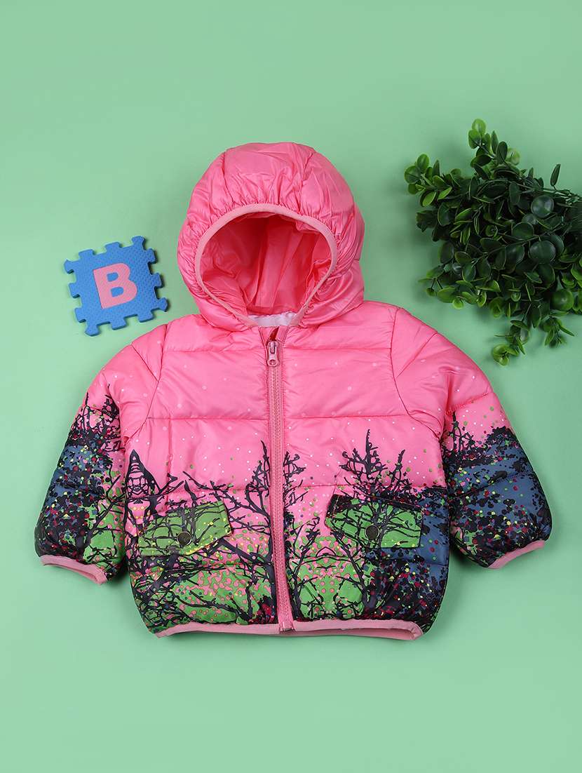 boys printed long sleeve hooded jacket