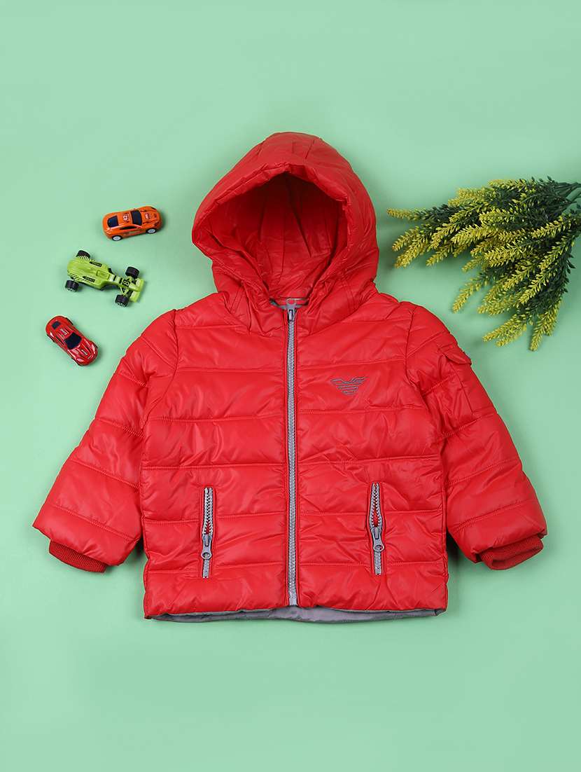 boys solid long sleeve hooded jacket