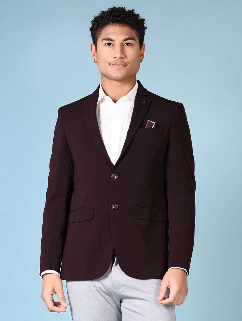 men solid long sleeve single breasted blazer