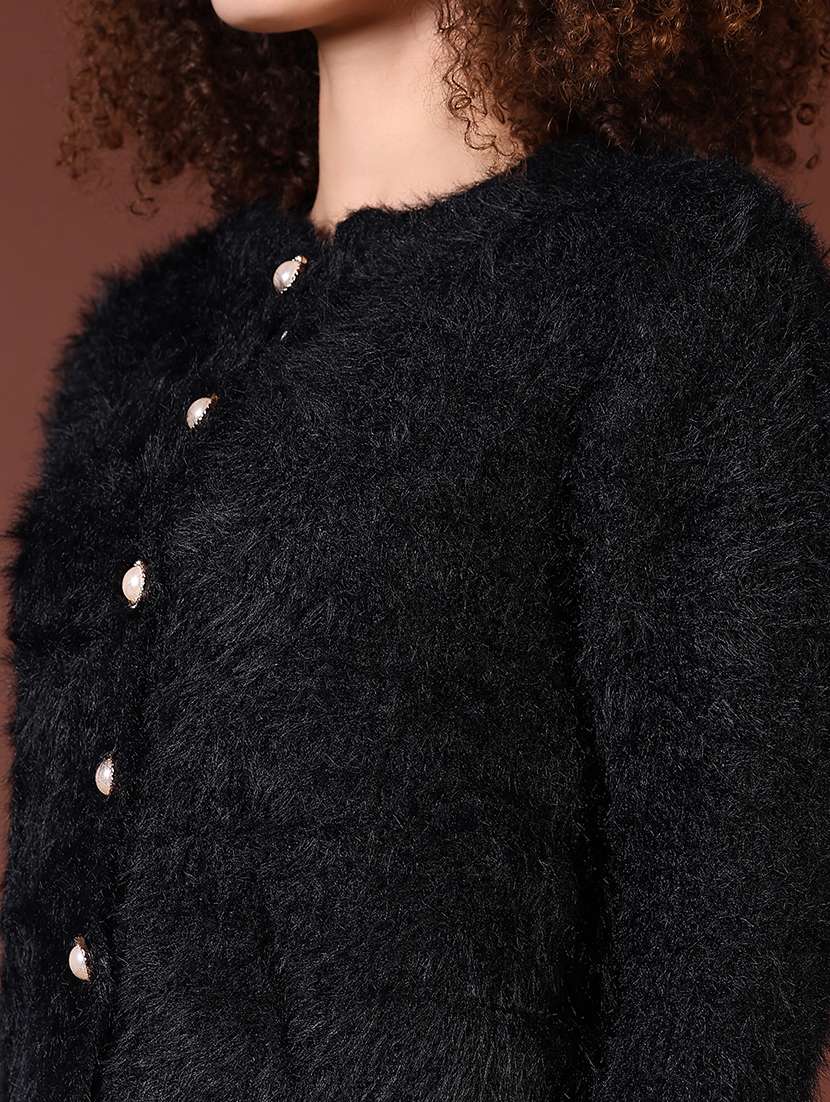 Women Solid Ong Sleeves Crop Cardigan - 21665187 -  Standard Image - 5