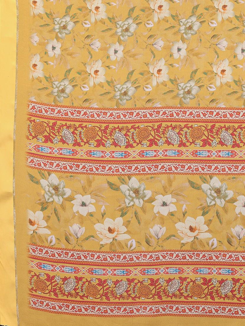 women yellow floral printed saree with blouse - 21665276 - Standard Image - 3