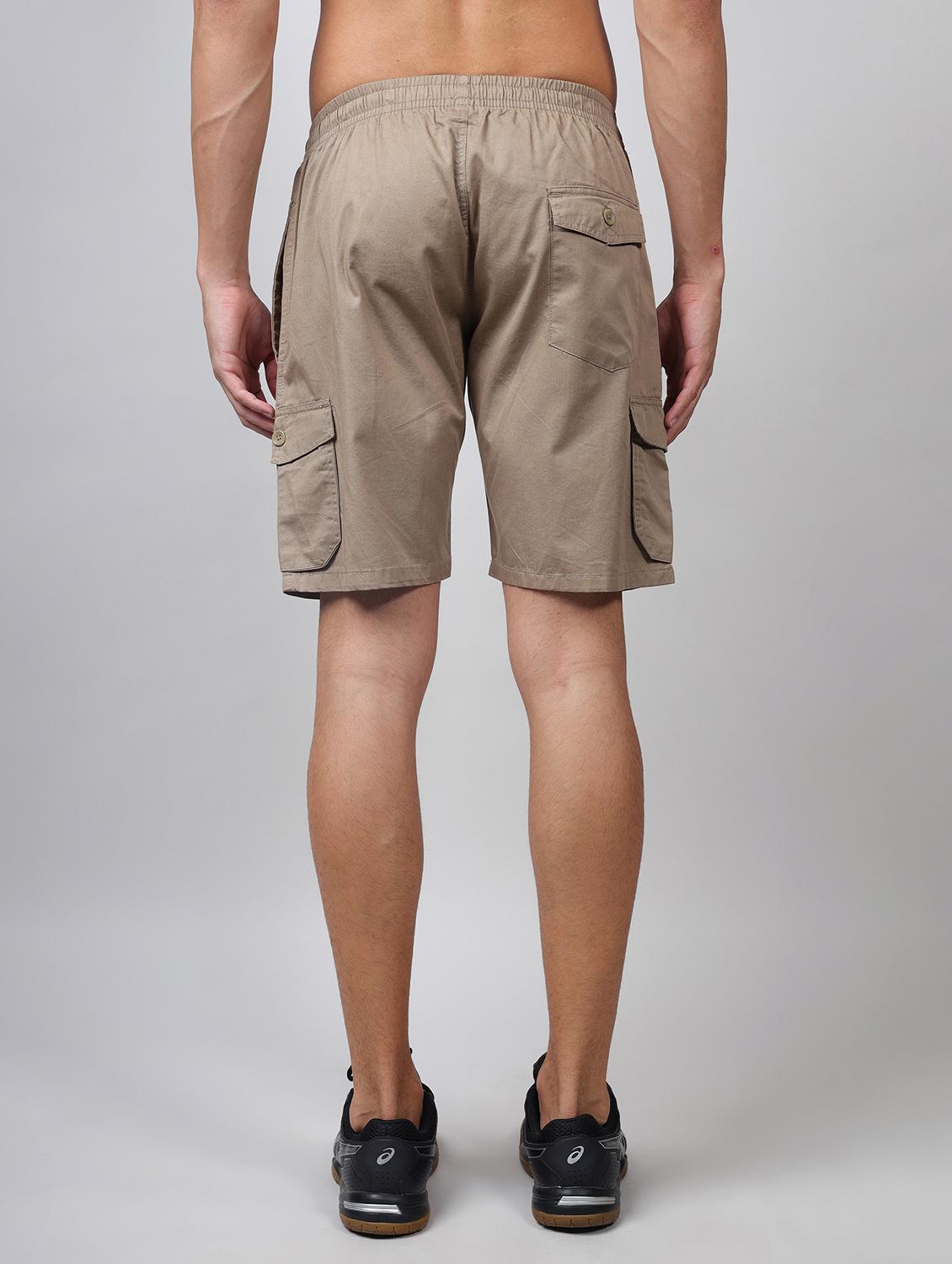 men mid rise solid cargo shorts - 21665285 - Standard Image - 3