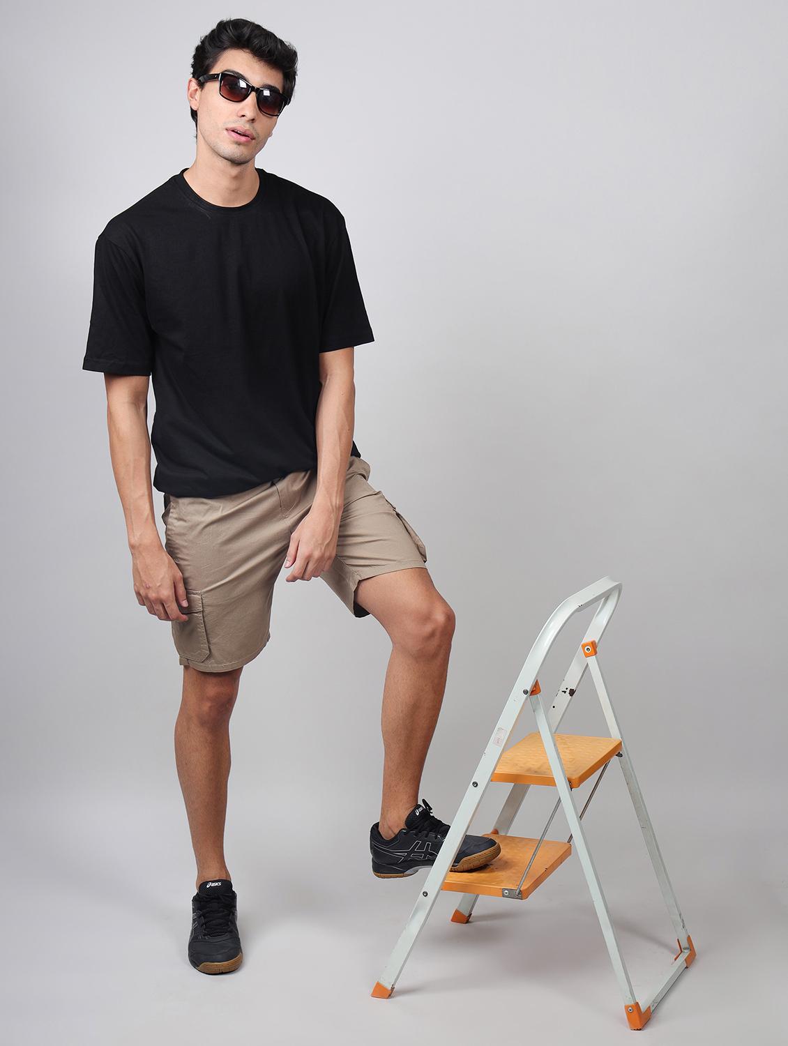 men mid rise solid cargo shorts - 21665285 - Standard Image - 5