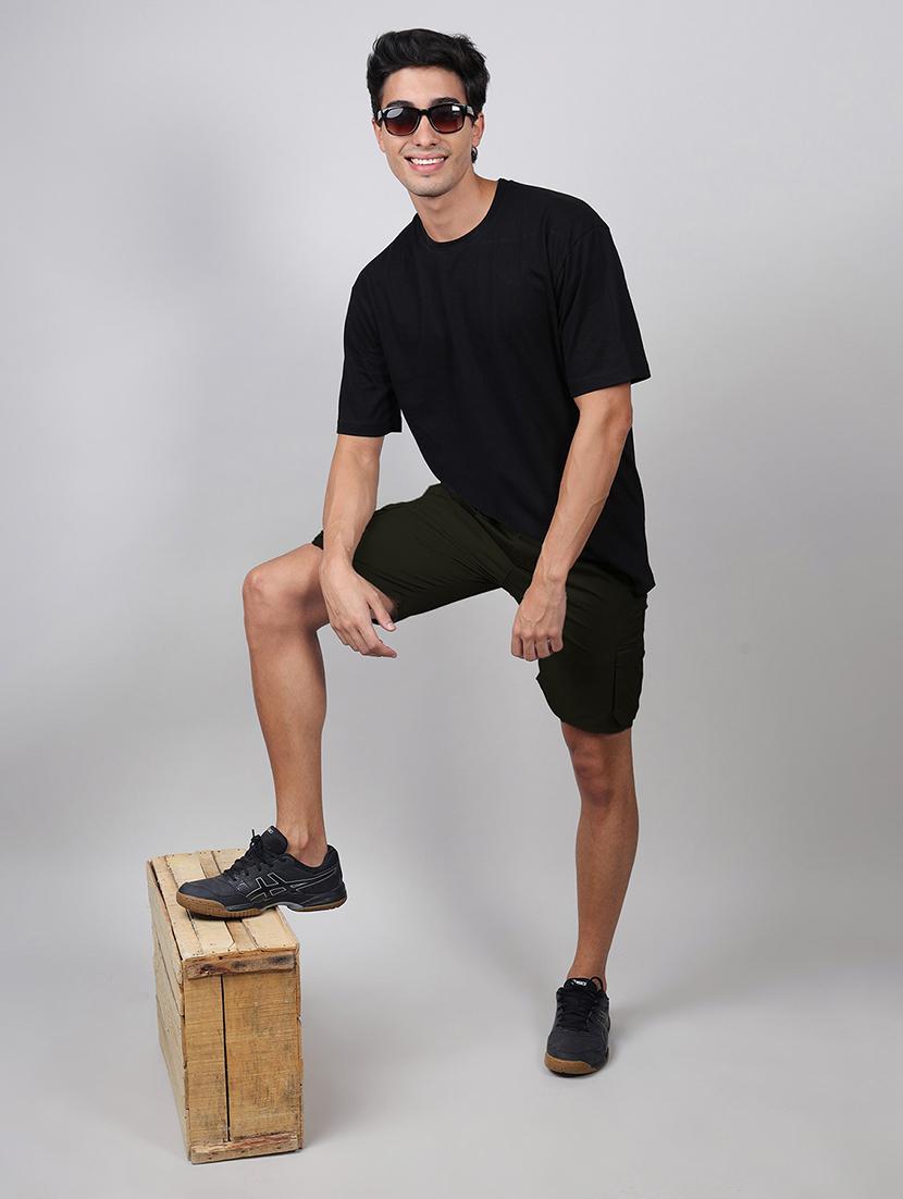 men mid rise solid cargo shorts - 21665288 - Standard Image - 5