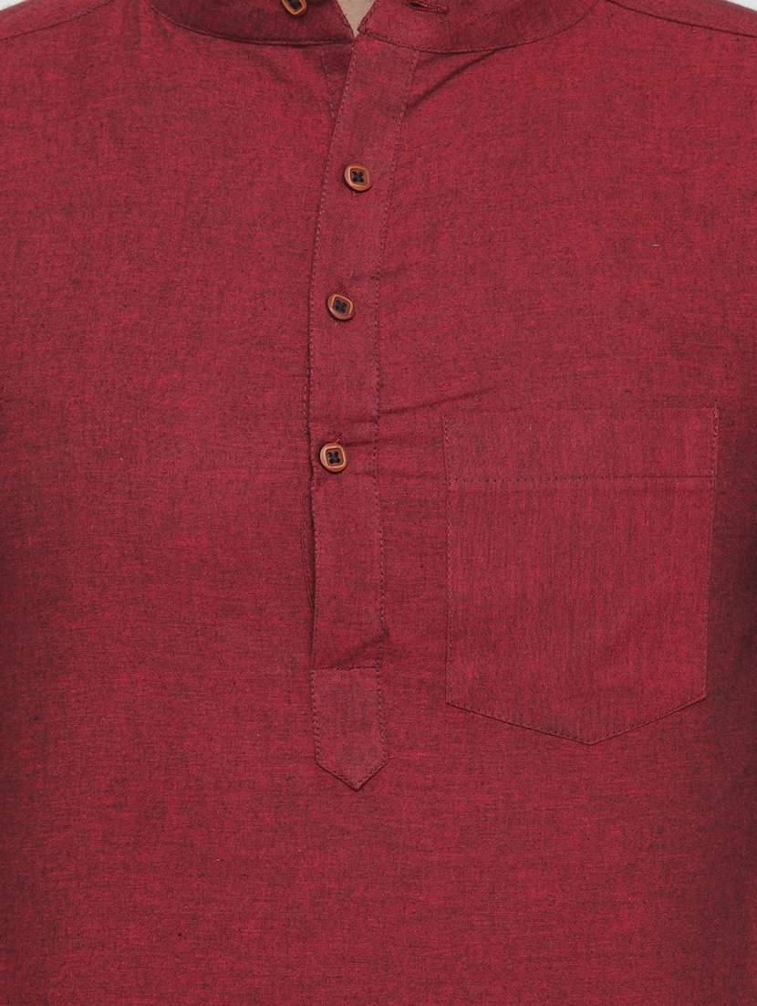 men mandarin neck solid short kurta - 21665334 -  Standard Image - 5