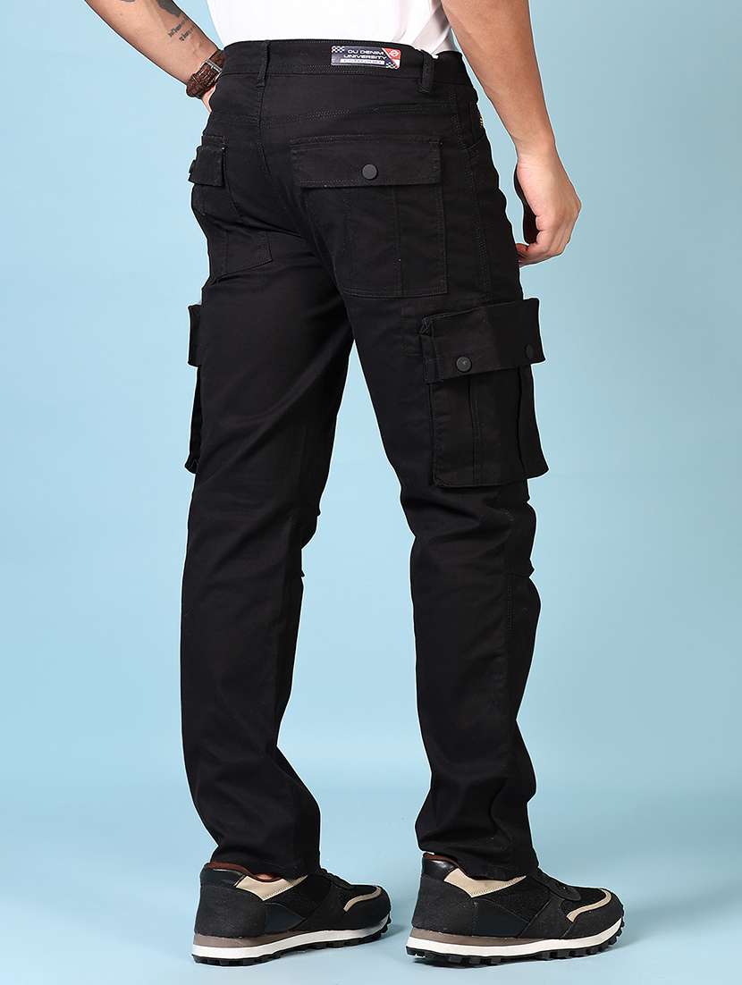 men solid mid rise regular fit cargo - 21665390 -  Standard Image - 3