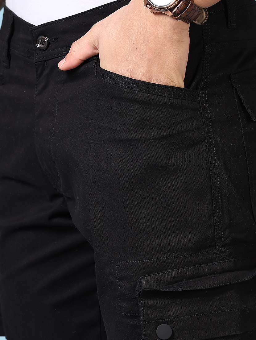 men solid mid rise regular fit cargo - 21665390 -  Standard Image - 5