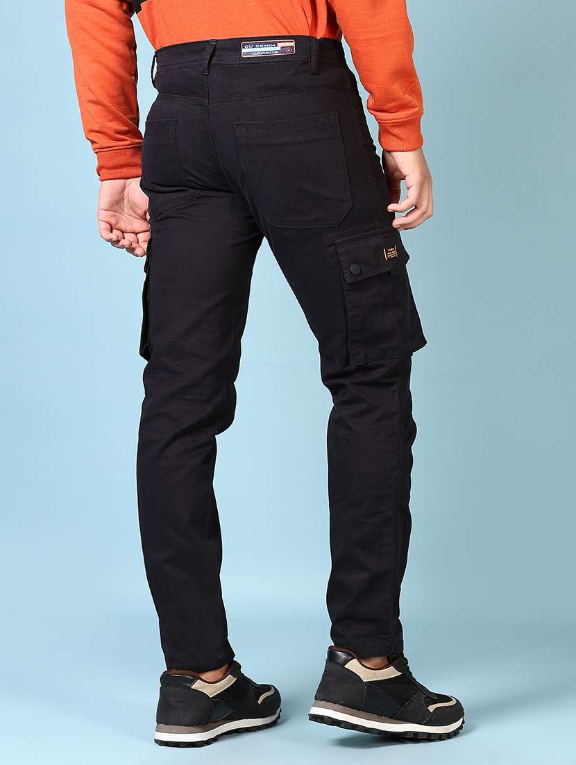 men solid mid rise regular fit cargo - 21665391 -  Standard Image - 3