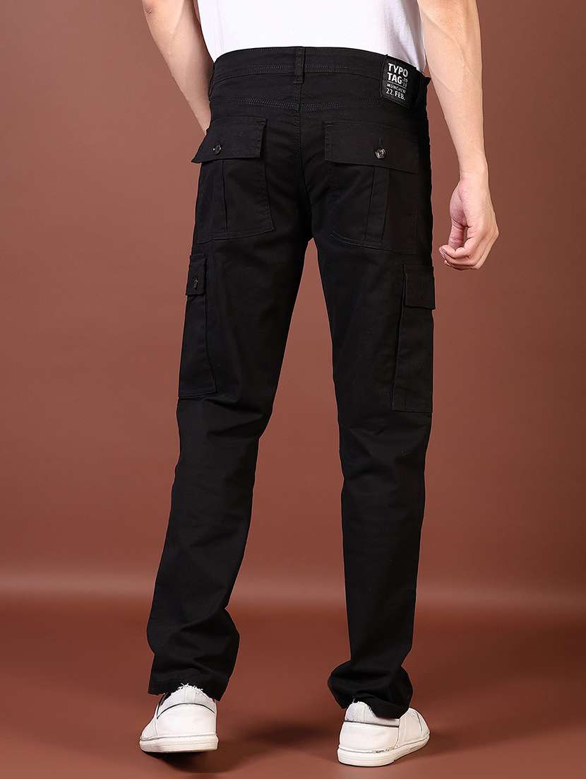 men solid mid rise regular fit cargo - 21665392 -  Standard Image - 3