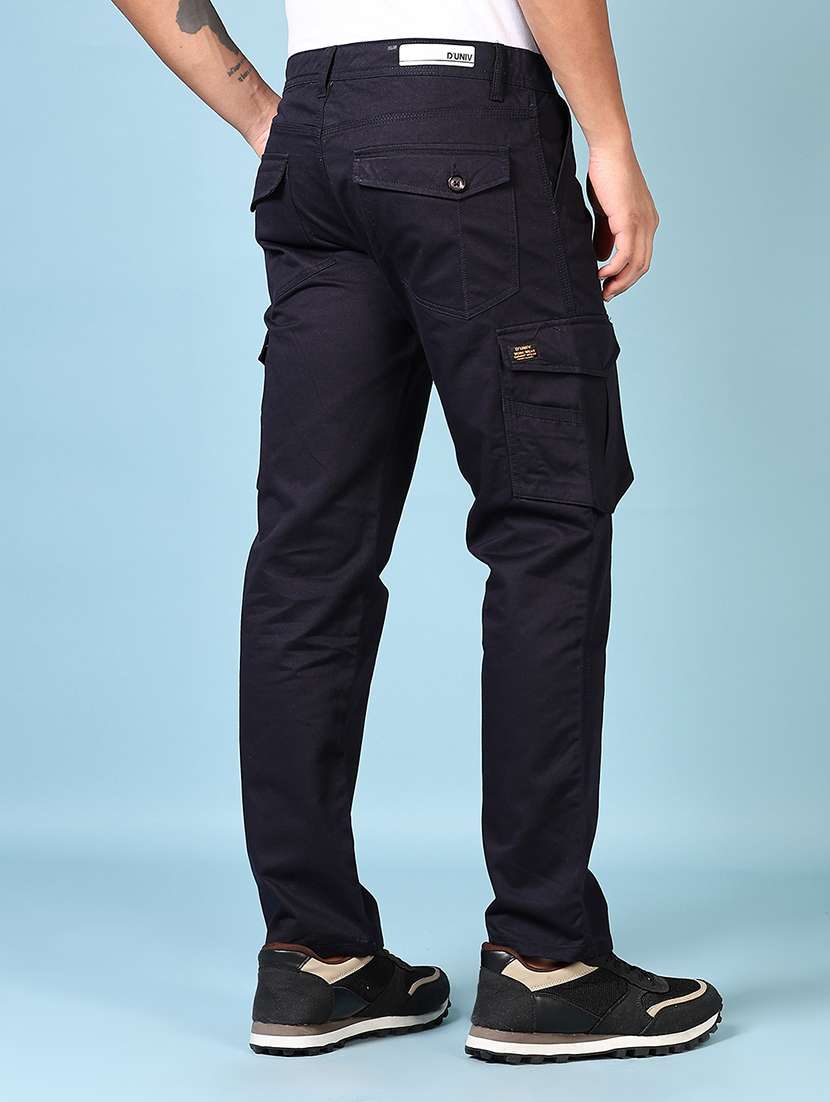 men solid mid rise regular fit cargo - 21665394 -  Standard Image - 3