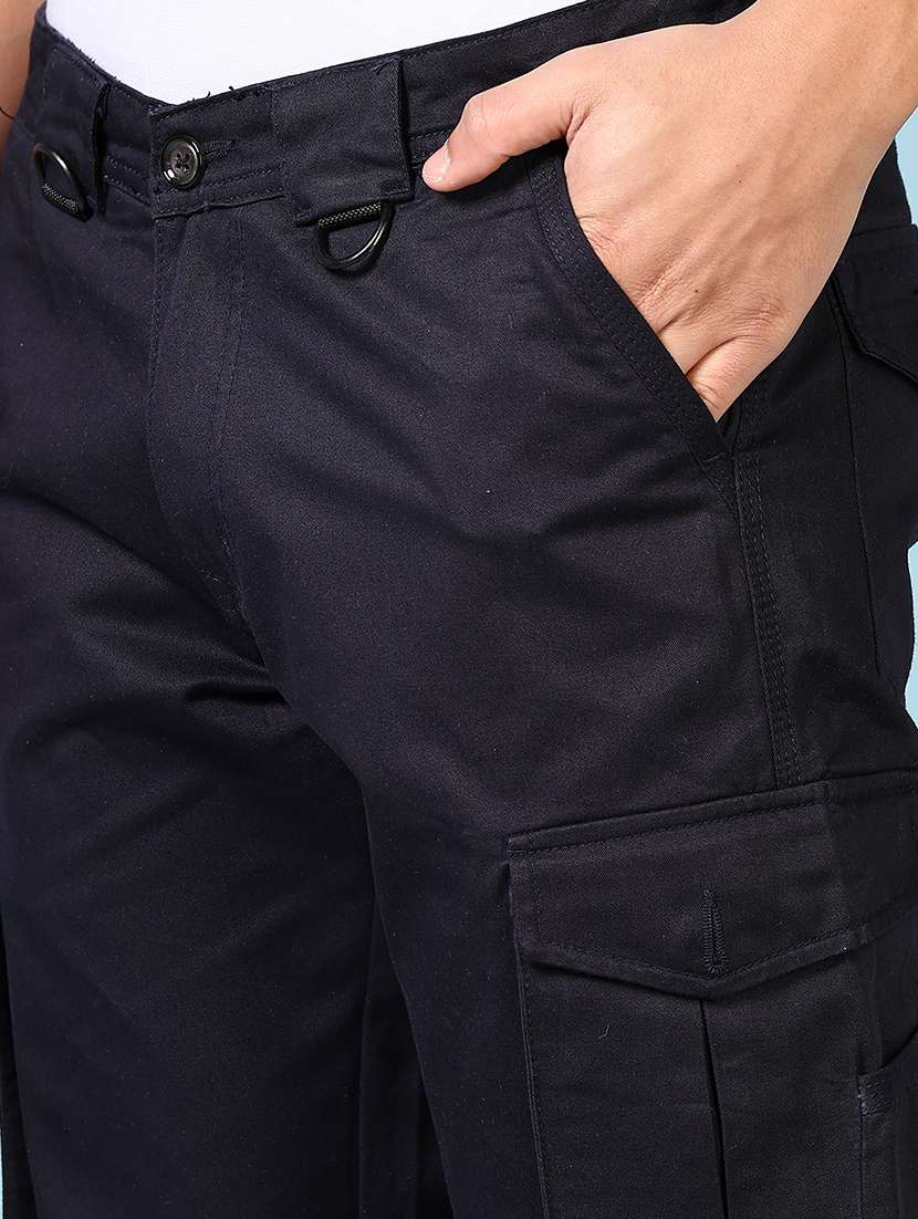 men solid mid rise regular fit cargo - 21665394 -  Standard Image - 5