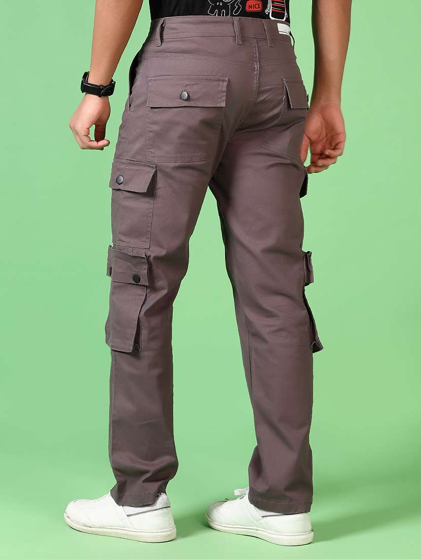 men solid mid rise regular fit cargo - 21665396 -  Standard Image - 3
