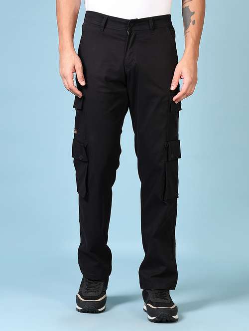 men solid mid rise regular fit cargo - 21665397 - Standard Image - 0