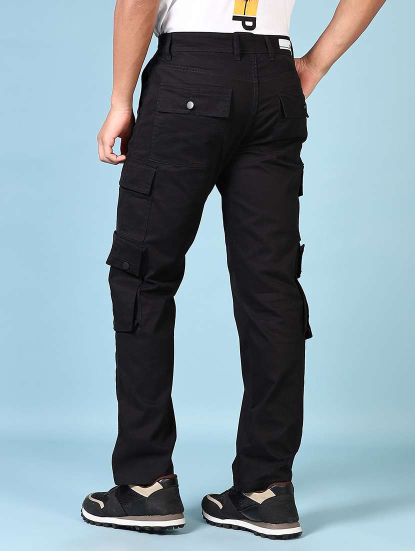 men solid mid rise regular fit cargo - 21665397 - Standard Image - 3