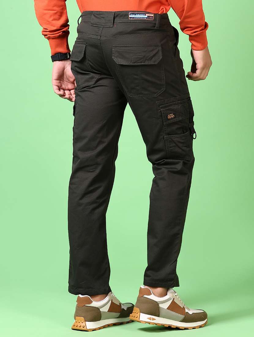 men solid mid rise regular fit cargo - 21665399 -  Standard Image - 3