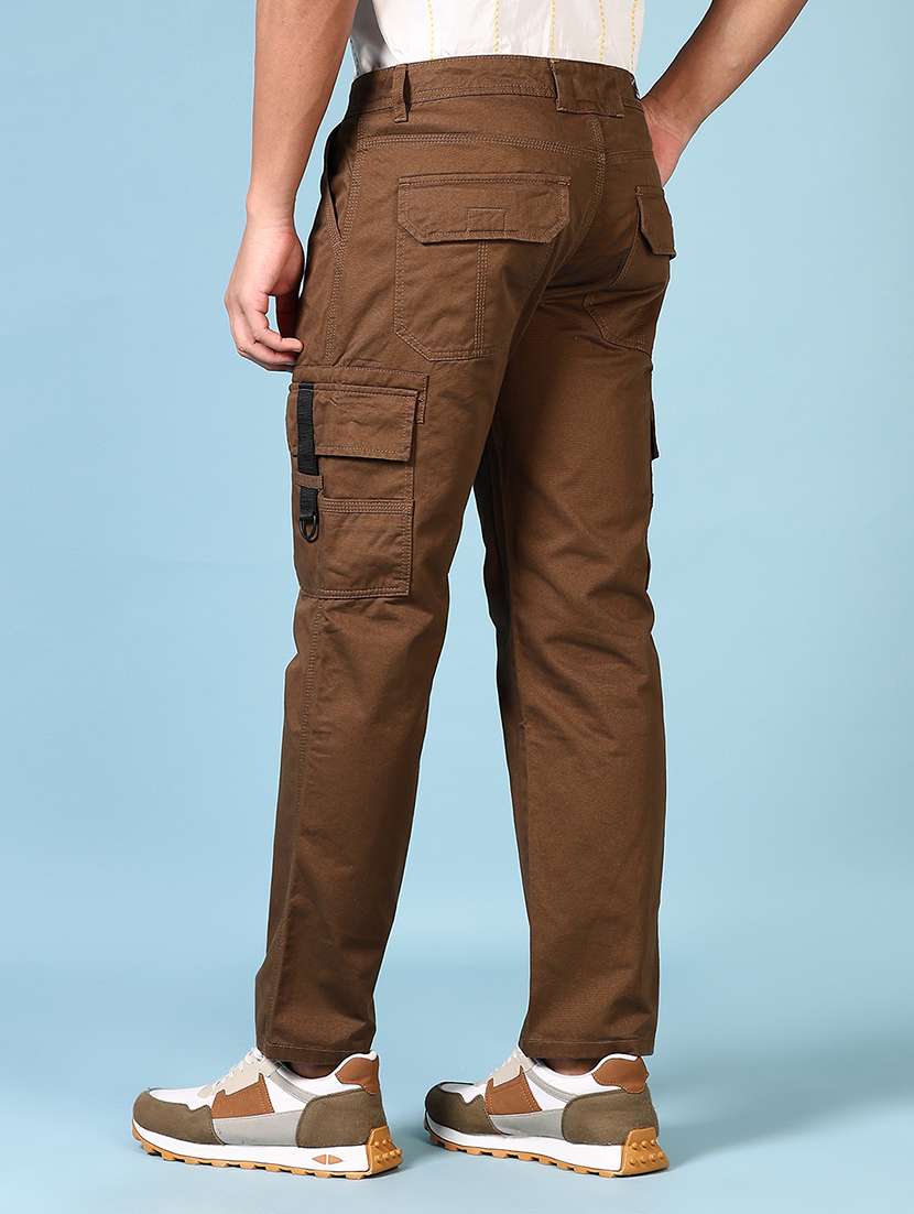 men solid mid rise regular fit cargo - 21665400 -  Standard Image - 3