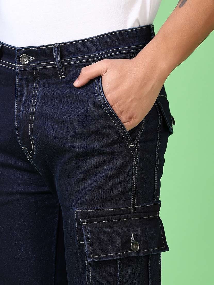 men solid mid rise regular fit cargo - 21665404 -  Standard Image - 5
