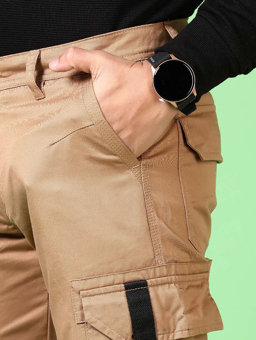 men solid mid rise regular fit cargo - 21665419 -  Standard Image - 5