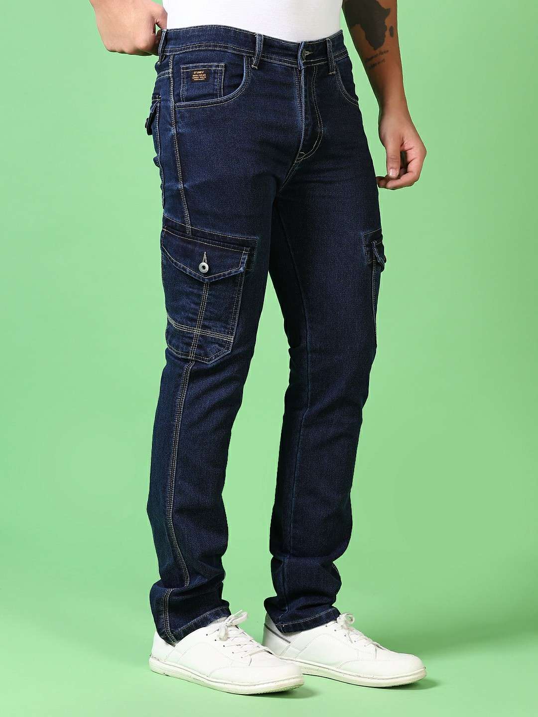 dark blue cotton denim cargos - 21665421 -  Standard Image - 3