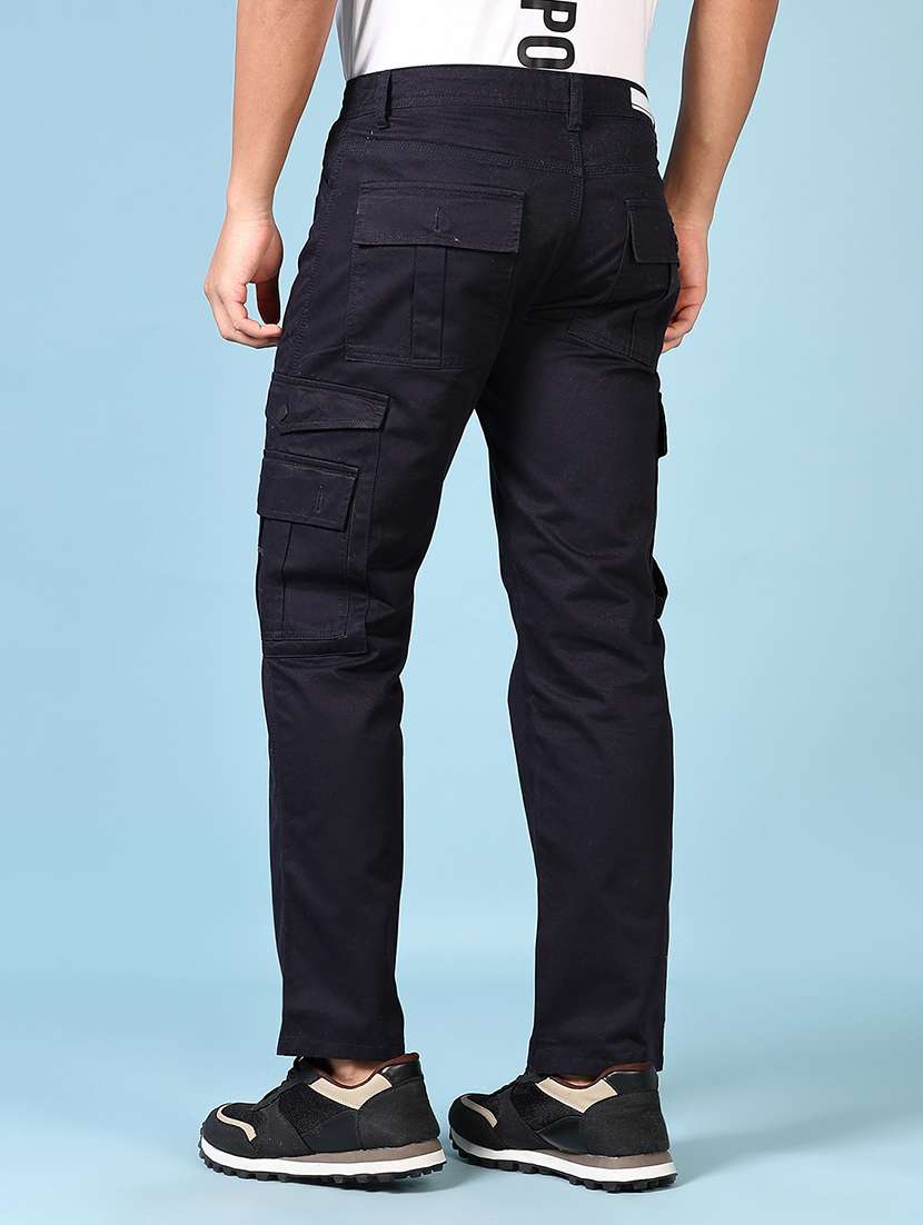 men solid mid rise regular fit cargo - 21665426 -  Standard Image - 3