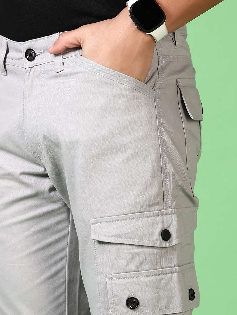 men solid mid rise regular fit cargo - 21665428 -  Standard Image - 5