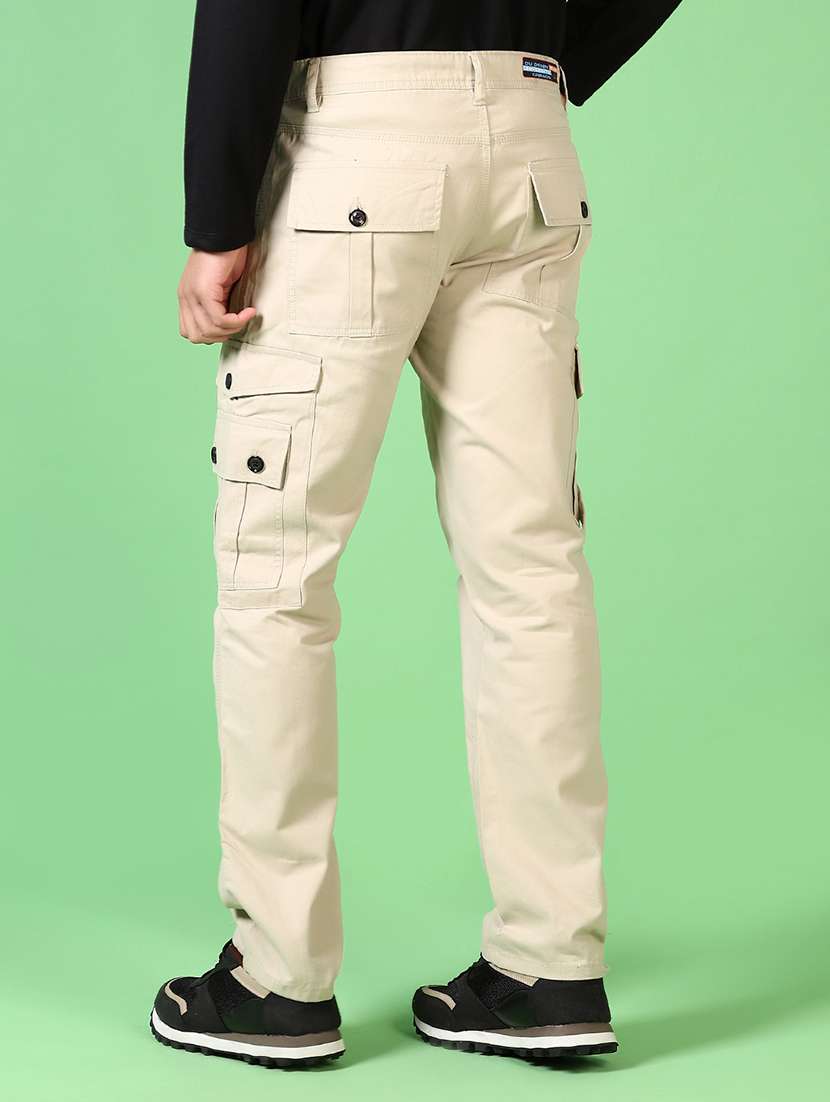 men solid mid rise regular fit cargo - 21665430 -  Standard Image - 3