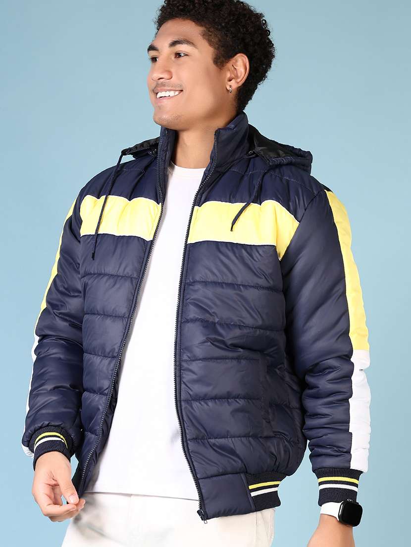 men's navy blue hooded puffer jacket - 21665443 - Zoom Image - 0