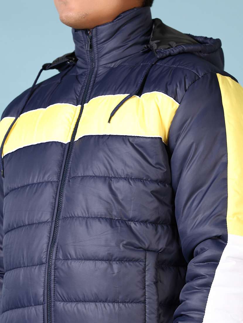 men's navy blue hooded puffer jacket - 21665443 - Standard Image - 3