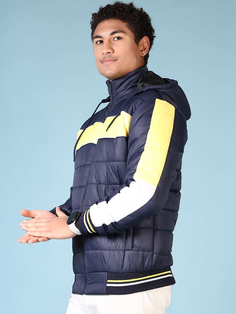 men's navy blue hooded puffer jacket - 21665443 - Standard Image - 5