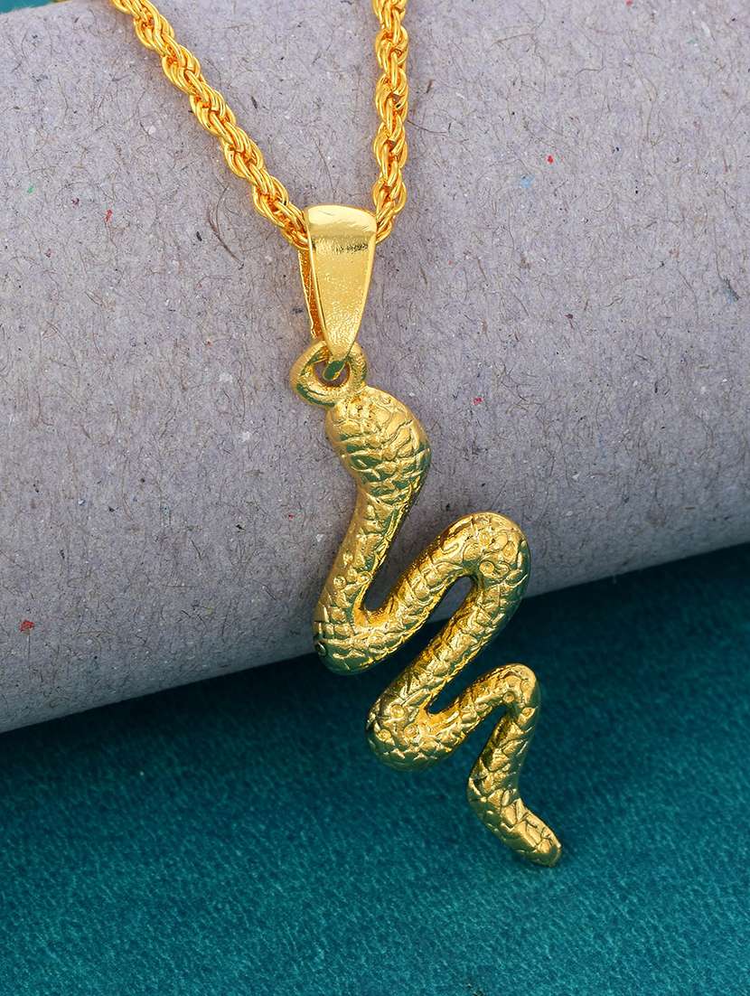 men gold plated snake design chain pendant 