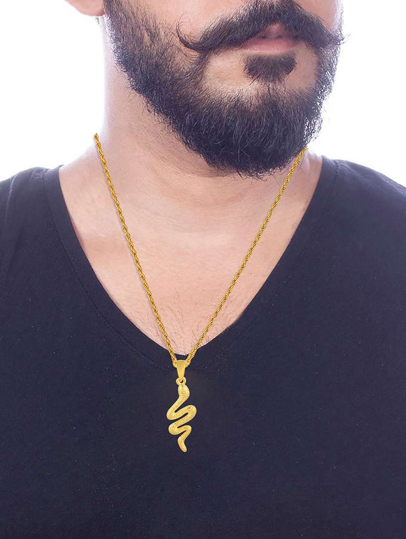 men gold plated snake design chain pendant  - 21665488 -  Standard Image - 3