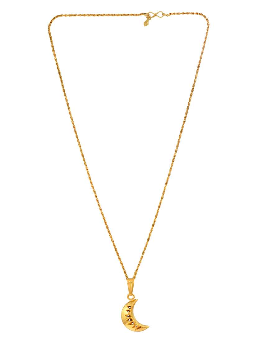men gold plated half-moon pendant with chain - 21665490 -  Standard Image - 3