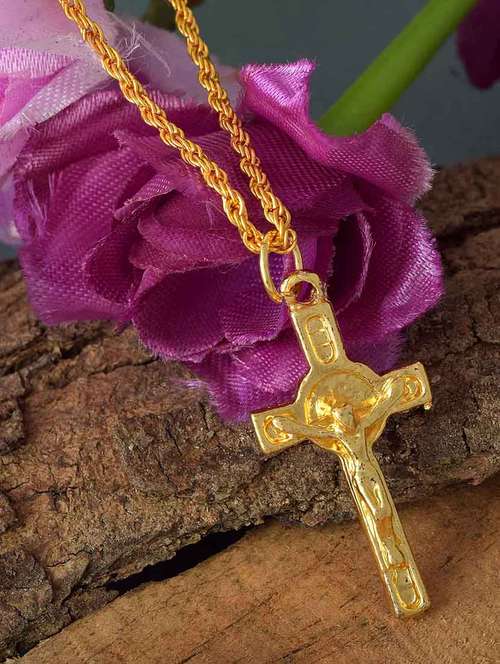 men saint praying jesus cross pendant with chain - 21665528 -  Standard Image - 0