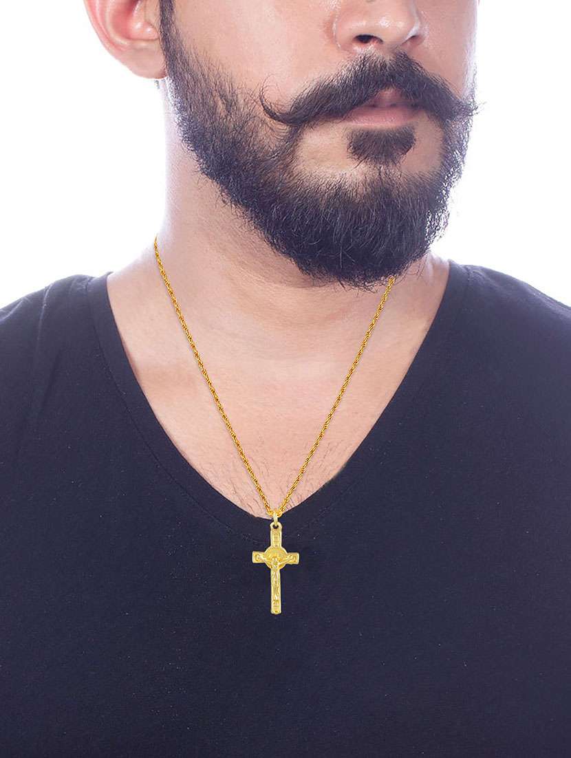 men saint praying jesus cross pendant with chain - 21665528 -  Standard Image - 3