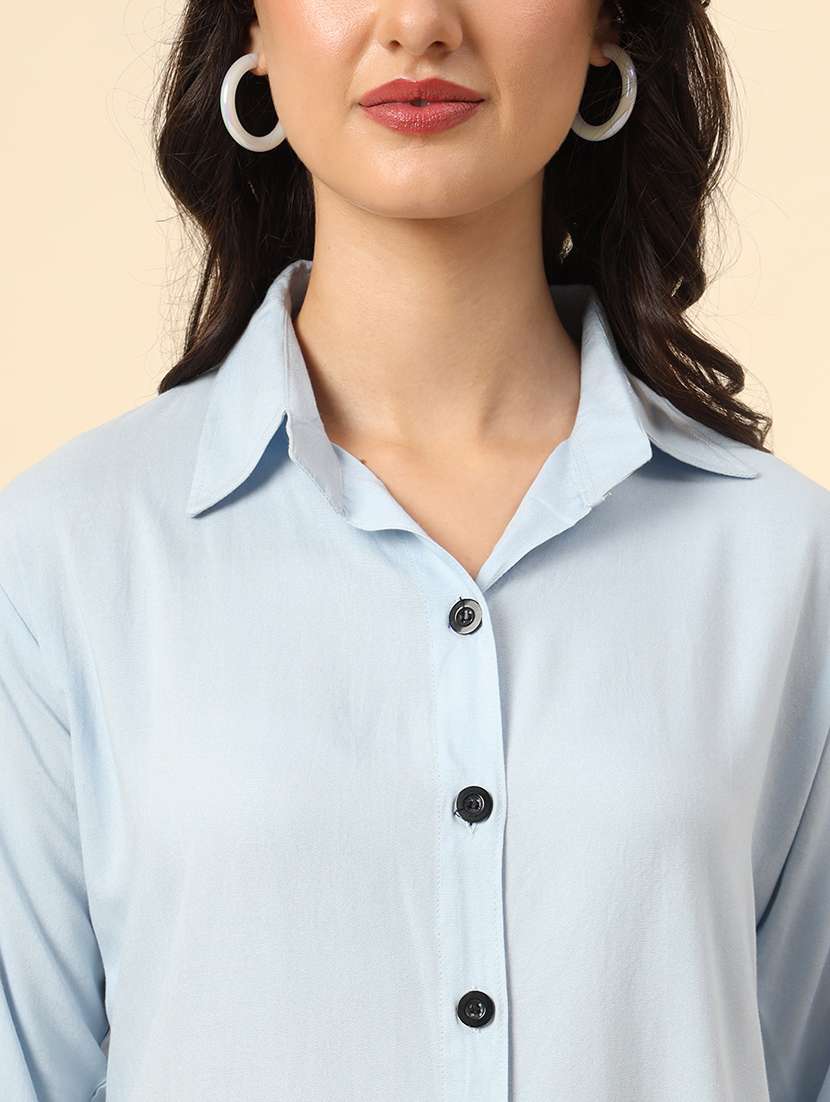 women solid collared regular fit shirt - 21665574 - Standard Image - 5