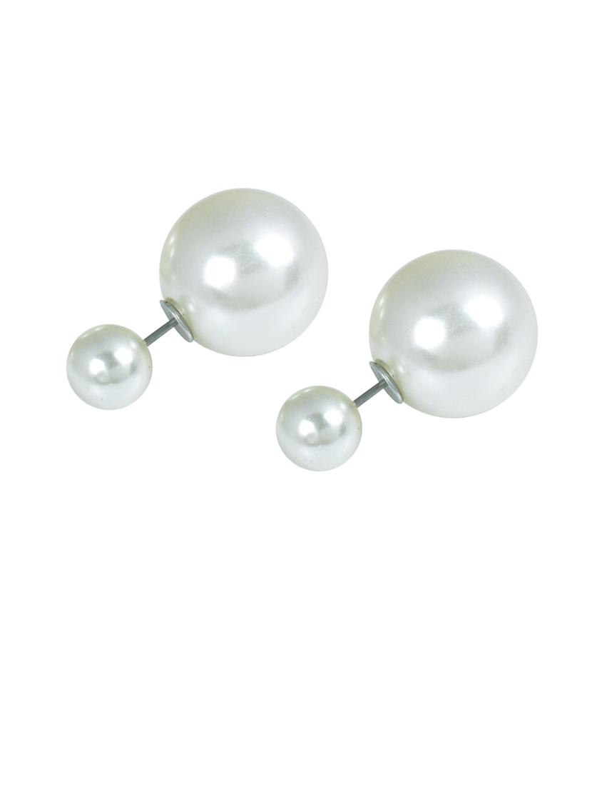 women silver brass studs earrings - 21665579 -  Zoom Image - 0